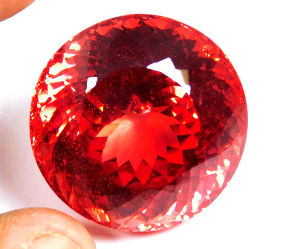 CERTIFIED PREMIUM QUALITY NATURAL SAPPHIRE ORANGISH RED 97.70 Ct ROUND SHAPE