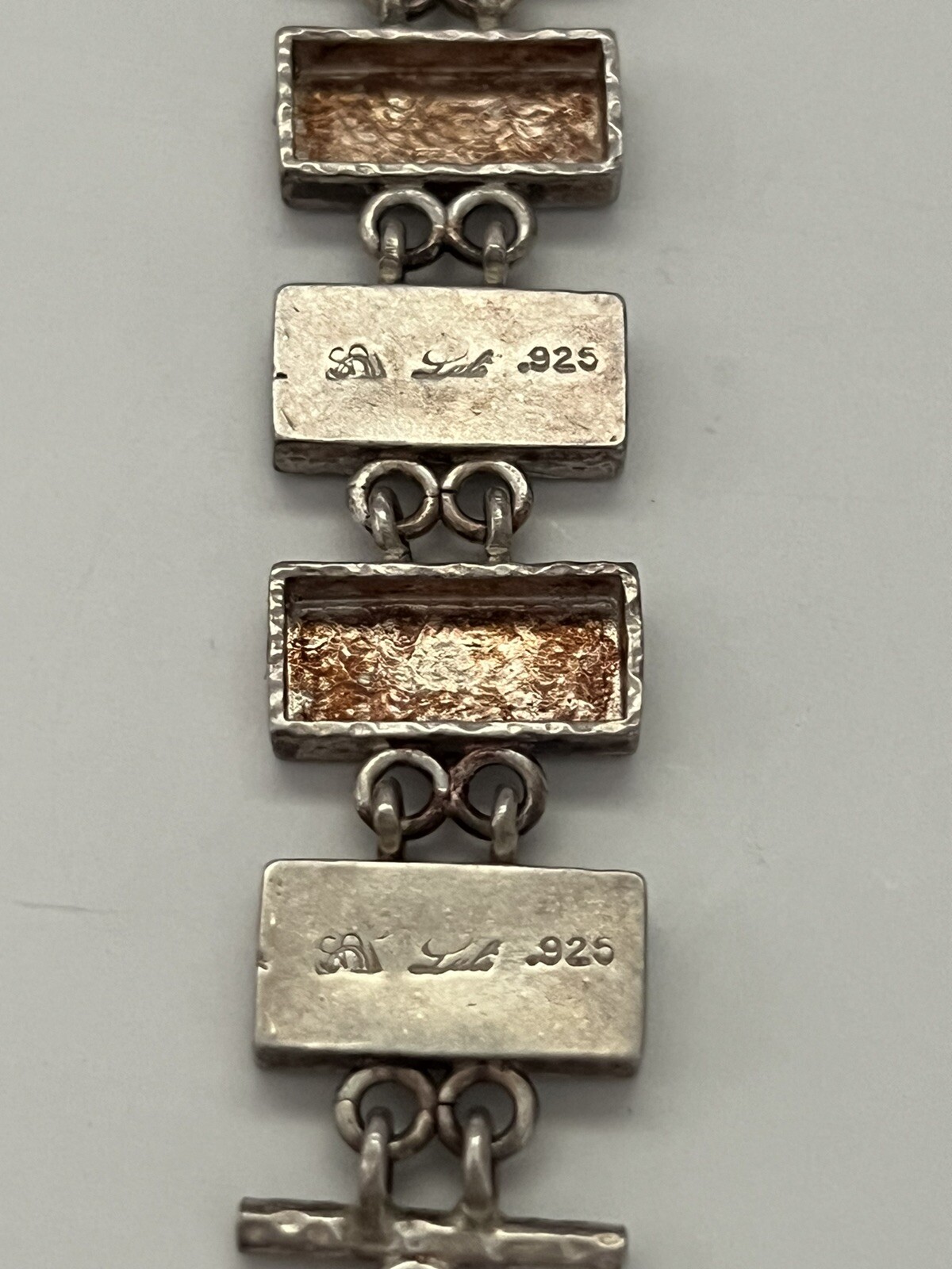 Roman Period Glass Fragments 200 B.C Set in 925 Silver Bracelet Vintage 2001