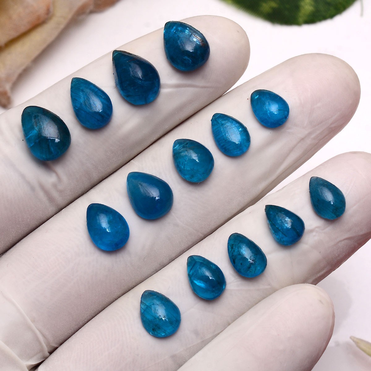 Set 14 Pcs Natural Apatite Untreated 8mm-12mm Pear Stunning Loose Gemstones Lot