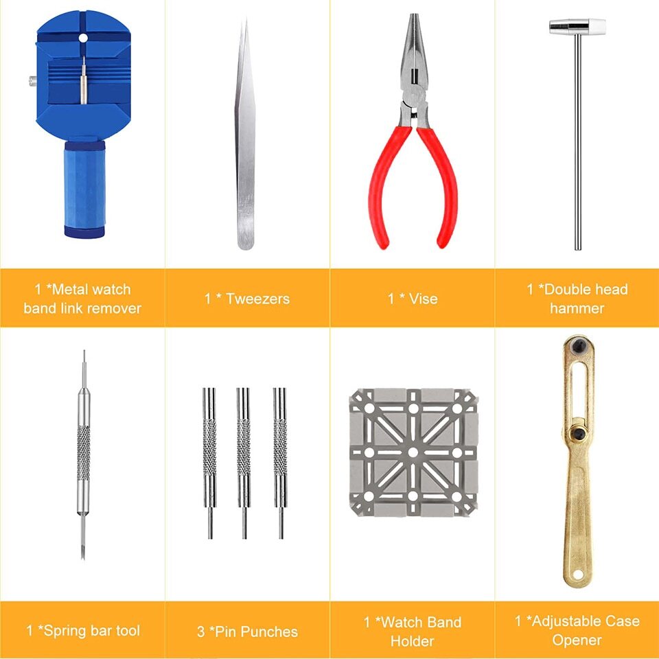 16pcs WATCH Repair Back Opener Kit Tools Band Pin Strap Link Remover Remover New