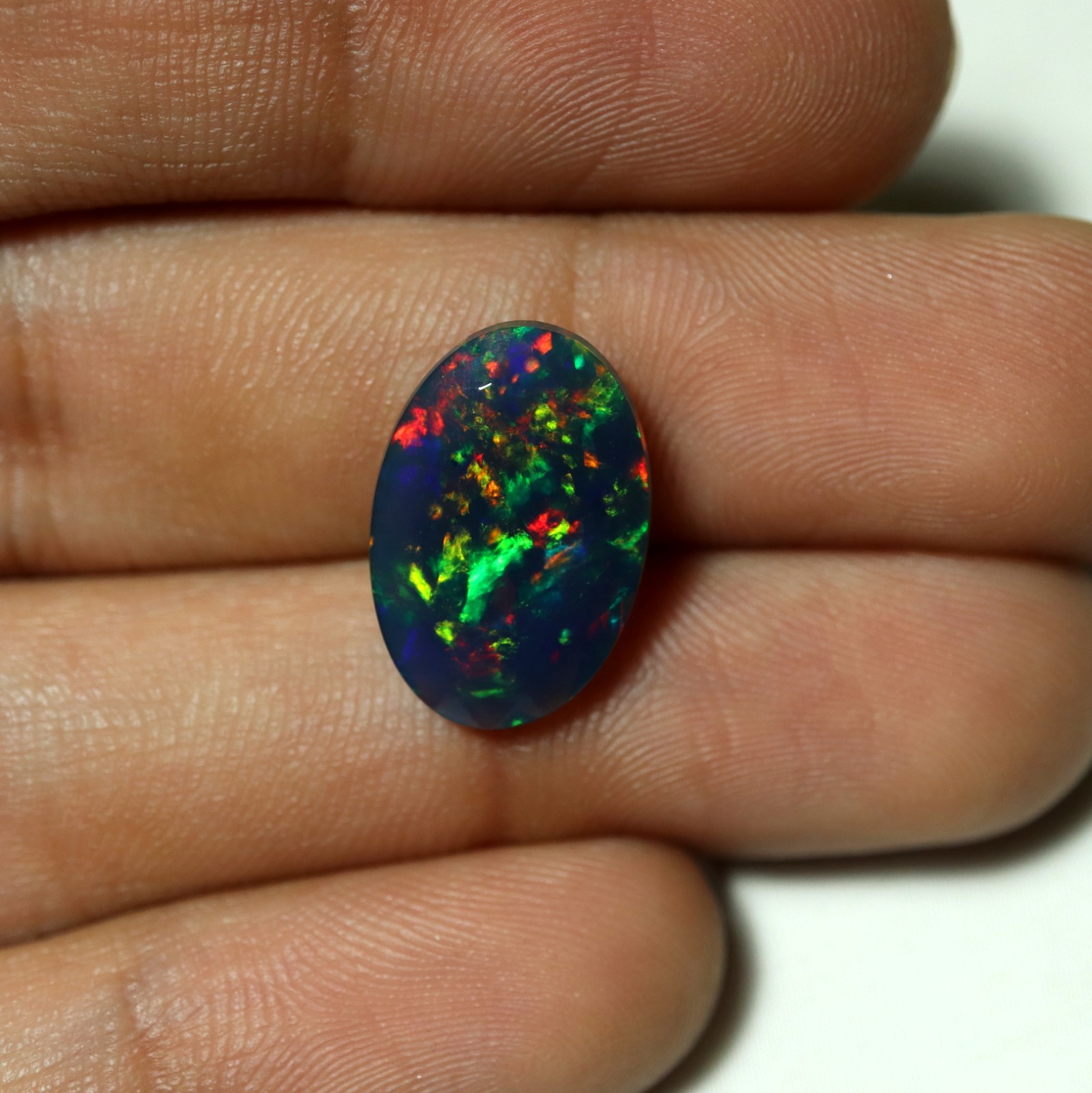 3.5Ct Real Ethiopian Smoked Black Opal AAAA Faceted Oval Rainbow Fire 16×10.8MM