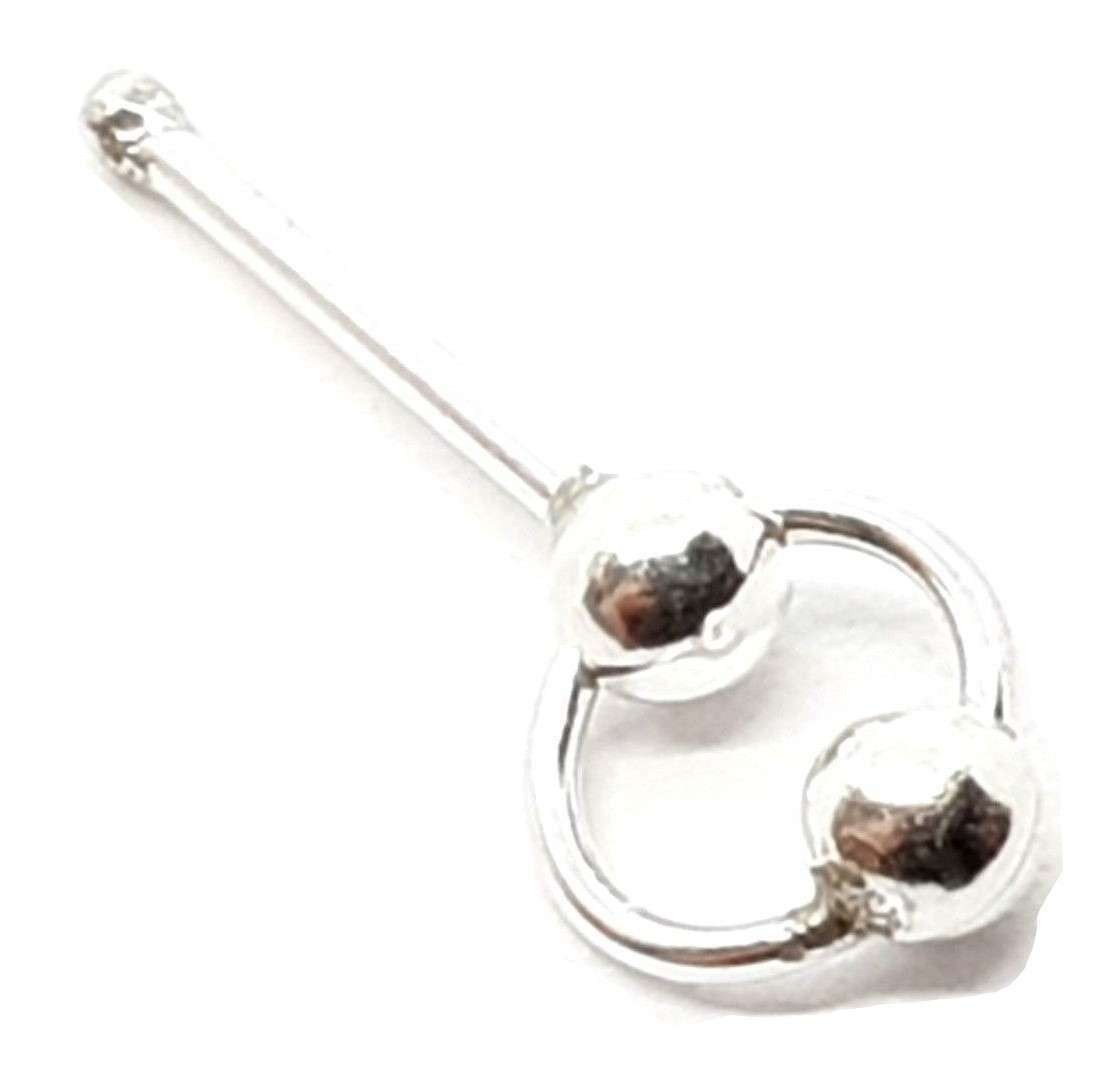 Double Ball Nose Stud Ring 925 Sterling Silver Ball Stay Piercing Body Jewellery