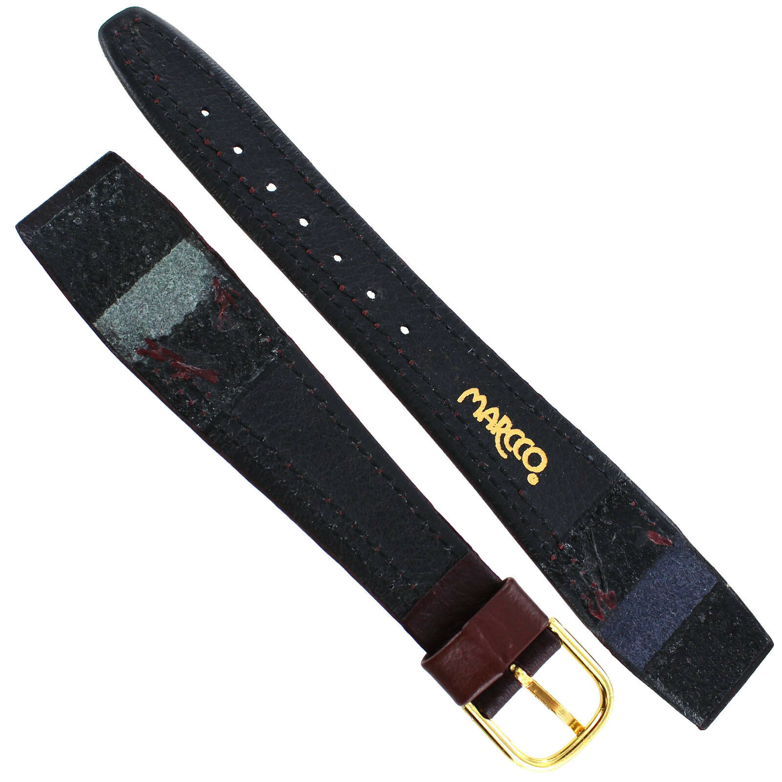 19mm Marcco Calf Burgundy Textured Genuine Leather Flat Stitched Open Ended Band