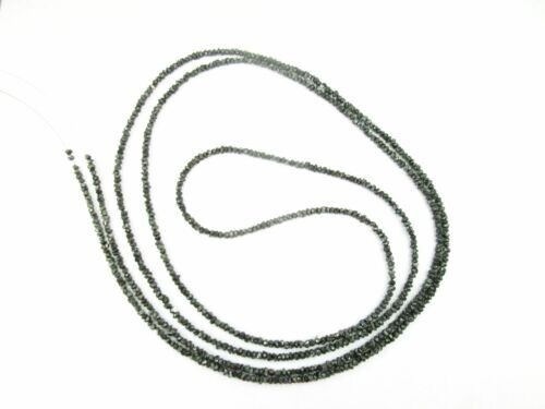 20.50 Cts 18″ Long ROUGH UNCUT BLACK DIAMOND BEADS NECKLACE 925 READY TO WEAR