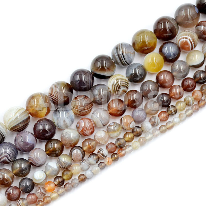 Grade AAA Natural Smooth & Faceted Botswana Agate Gemstone Round Beads 15’’