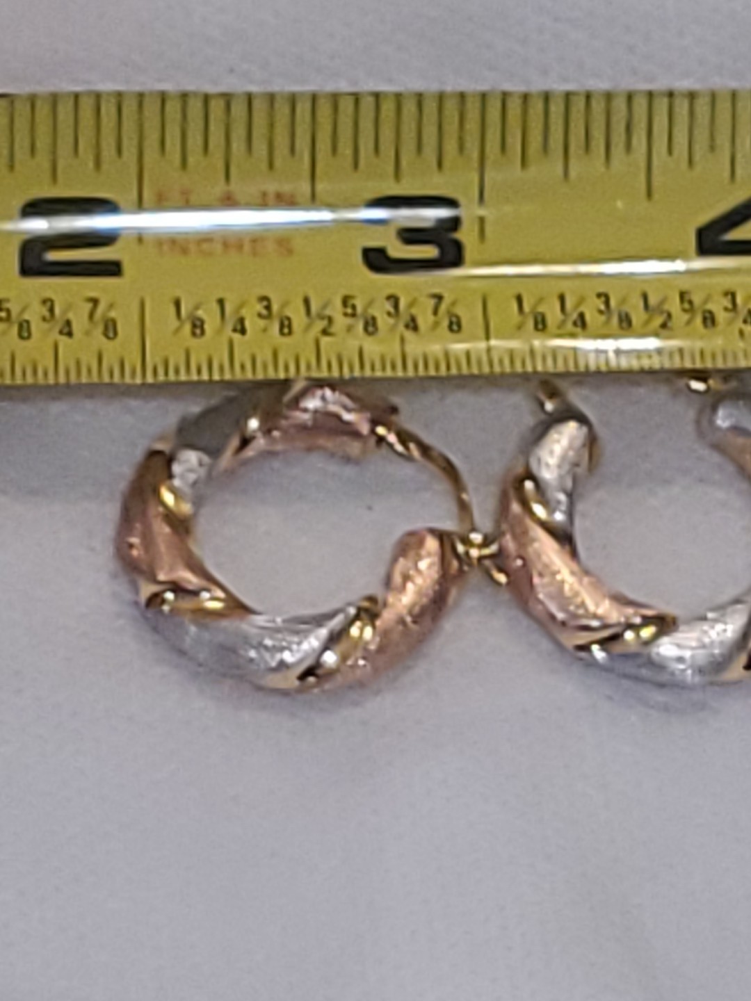 Streling 925 Multicolored Hoop Earrings. Brushed Silver & Rose Gold, Gold Color