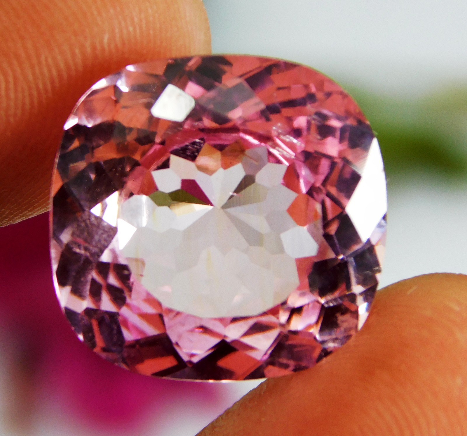 16.50 Ct Certified Natural Brazilian Pink Morganite Cushion Cut Fine Gemstone