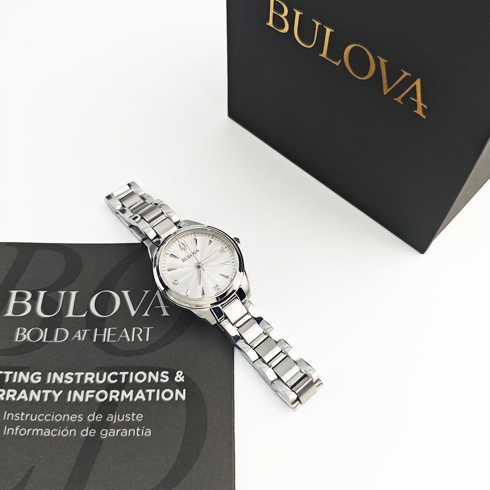 Bulova Sutton 96P219 Women’s Quartz Diamond White Dial 28mm Watch New With Box
