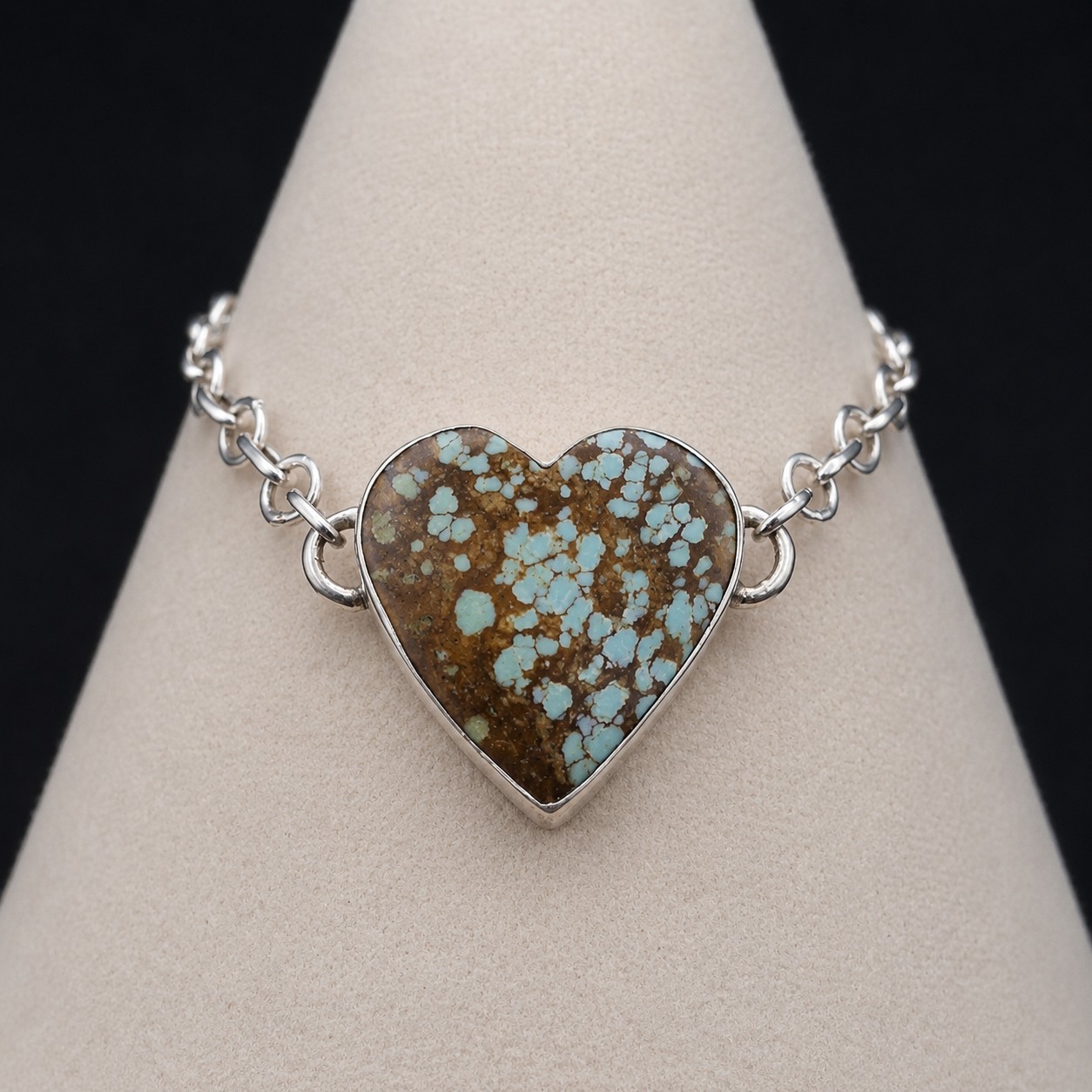 Number 8 Turquoise Bracelet Sterling Silver 925 Heart Adj 5-7 Southwestern
