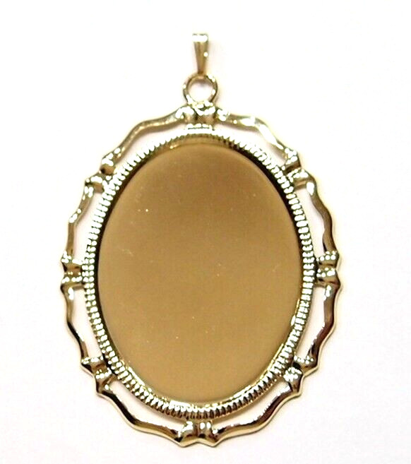 8 Shiny Gold 25x18mm Victorian Art Deco Big Loop Pendant Settings 42x26mm