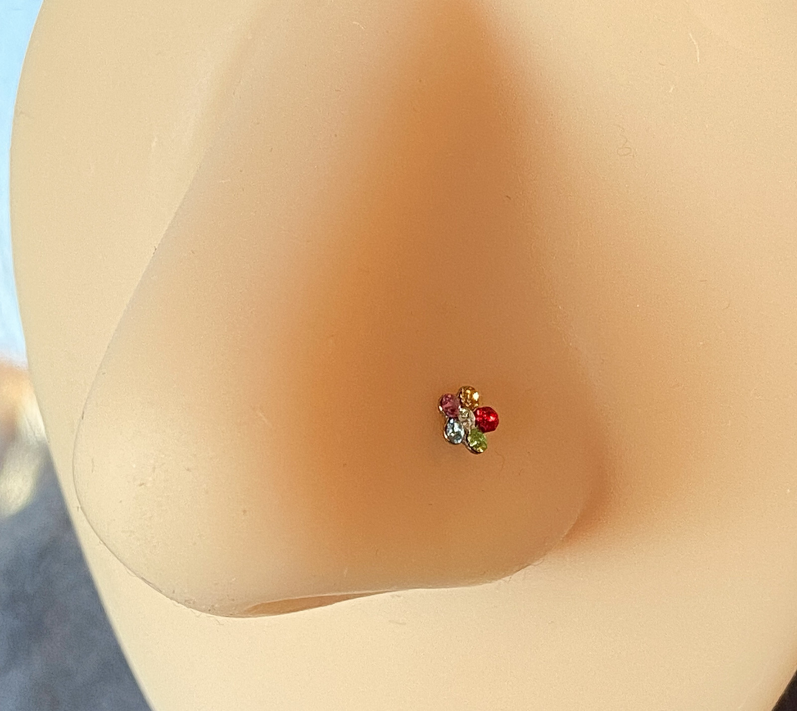 1pc Surgical Steel Nose Ring Gem Flower- choose color, 18g or 20g, Stud or Screw