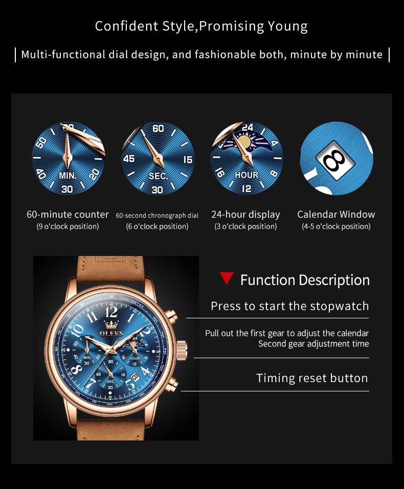 OLEVS 2912 Luminous 3ATM Waterproof Male New Year Present Leisure Quartz Watch