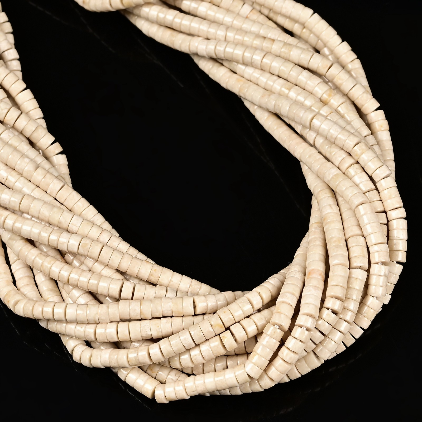 Natural River Stone Heishi Disc Beads Size 2x4mm 15.5” Strand
