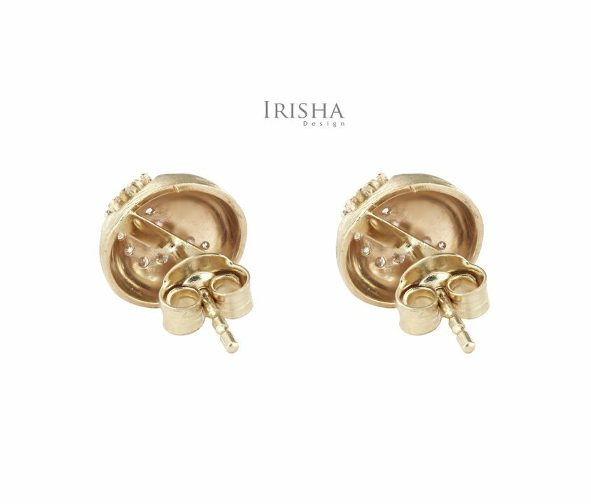 0.40 Ct. Genuine Diamond Unique Brush Texture Studs Earring in 14K Gold