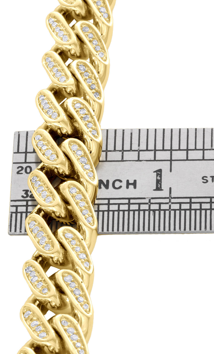 10K Yellow Gold 11.35mm Solid Miami Cuban Link Diamond Bracelet 8.50″ | 2.10 CT.