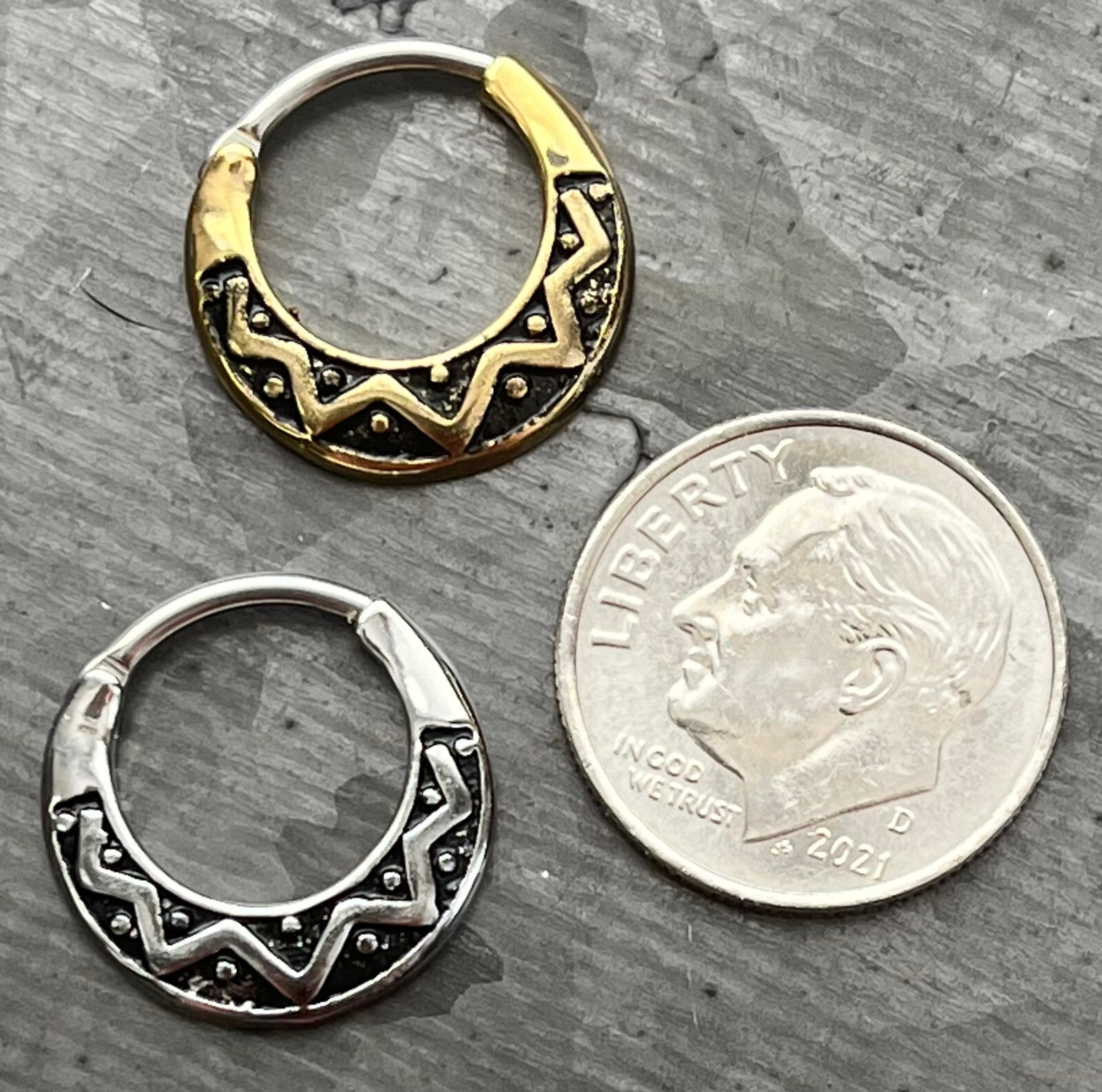 Tribal Fan Design Round Surgical Steel Septum Clicker Pierced Nose Ring 16g