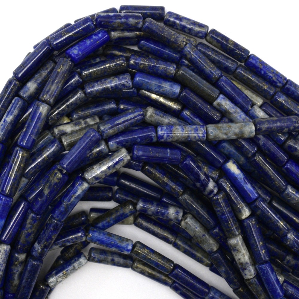 4x13mm natural blue lapis lazuli tube beads 15.5″ strand 13mm S1