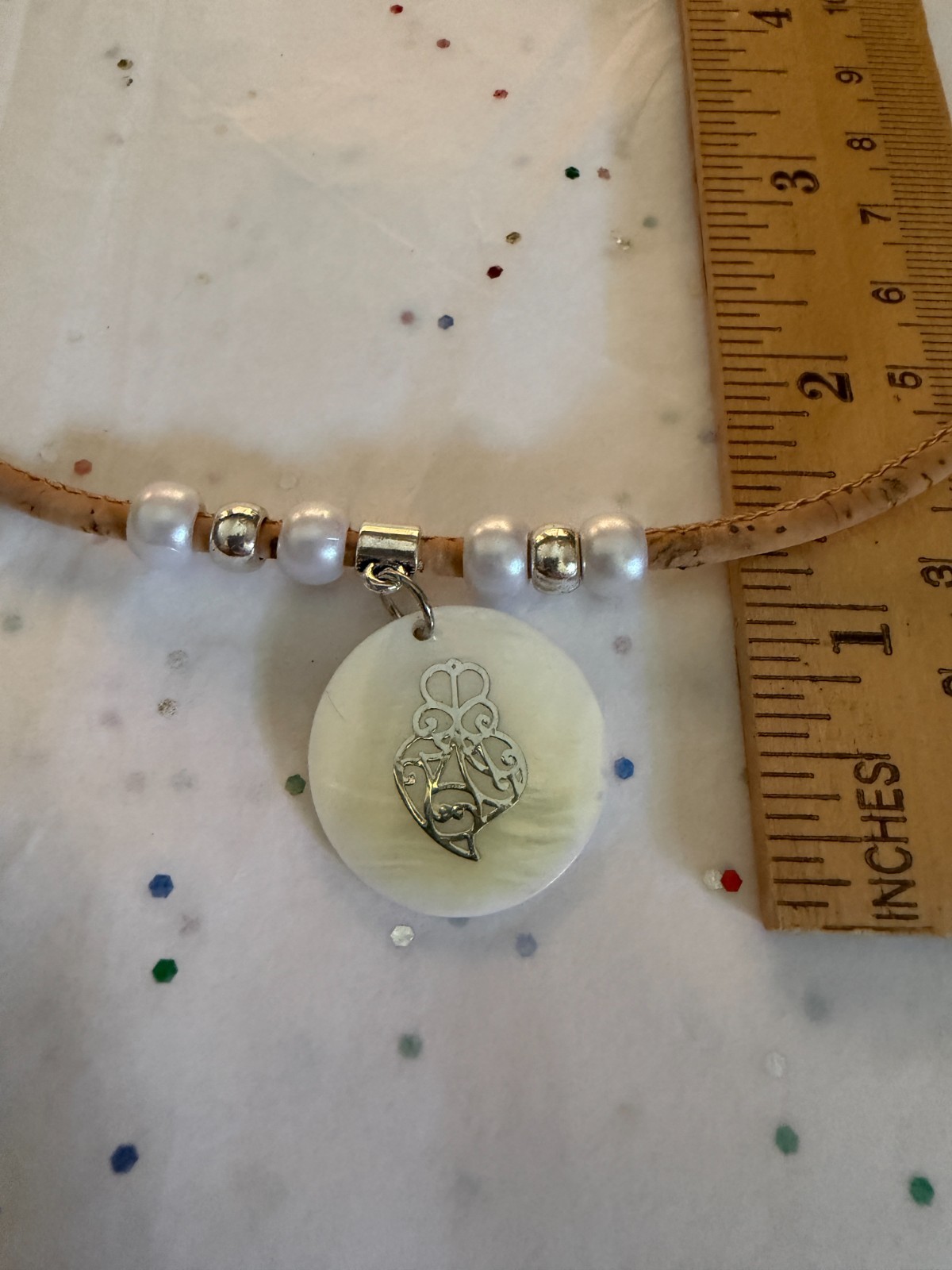 Heart of Viana Shell Pendant on Portuguese Cork Necklace 16 Inches Portugal