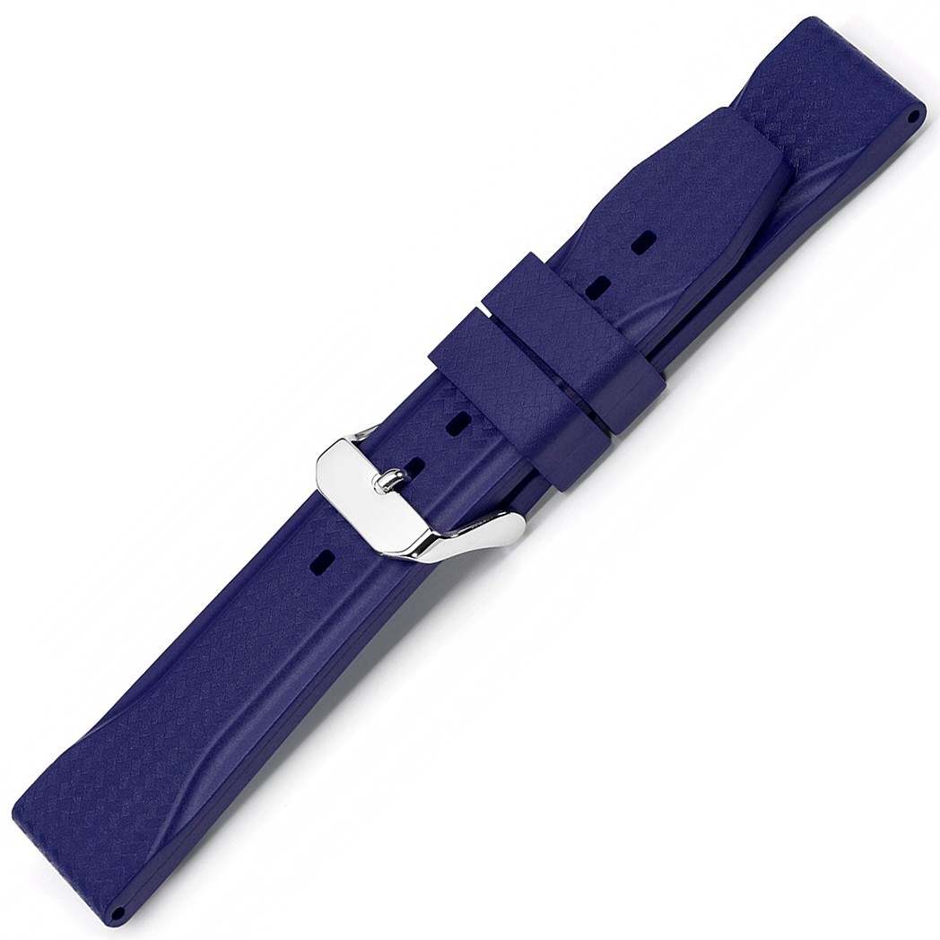 Bonetto Cinturini Model 324 Mens 22mm Blue Rubber Watch Band Strap Made in Italy