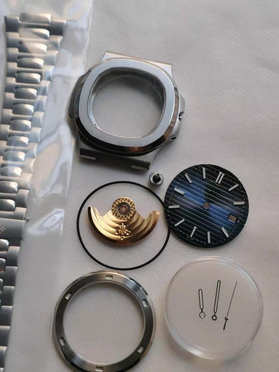 DIY Watch Part Kit for 2824 Nautilus 40mm SS Watch Case+Dial+Hands+Steel Strap