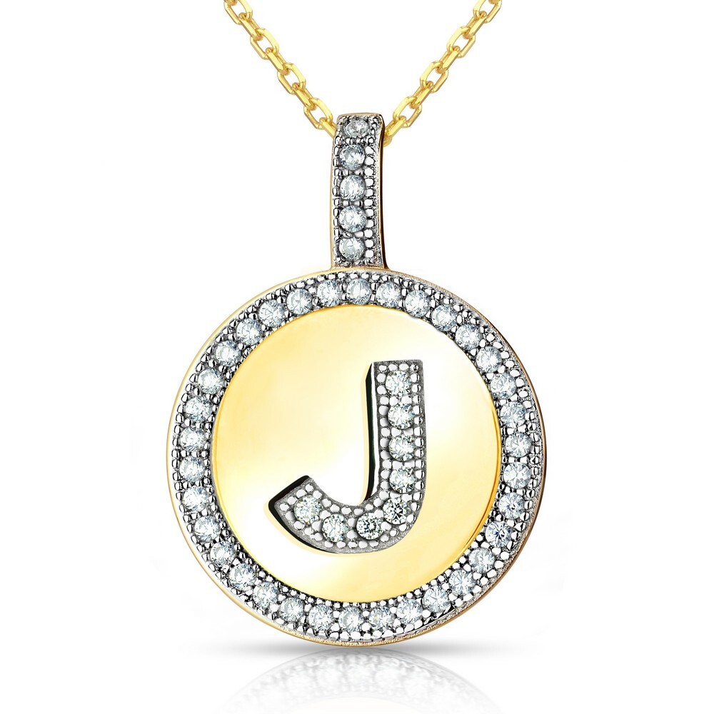 Sterling Silver Gold Plated Circle “J” Pendant with Chain