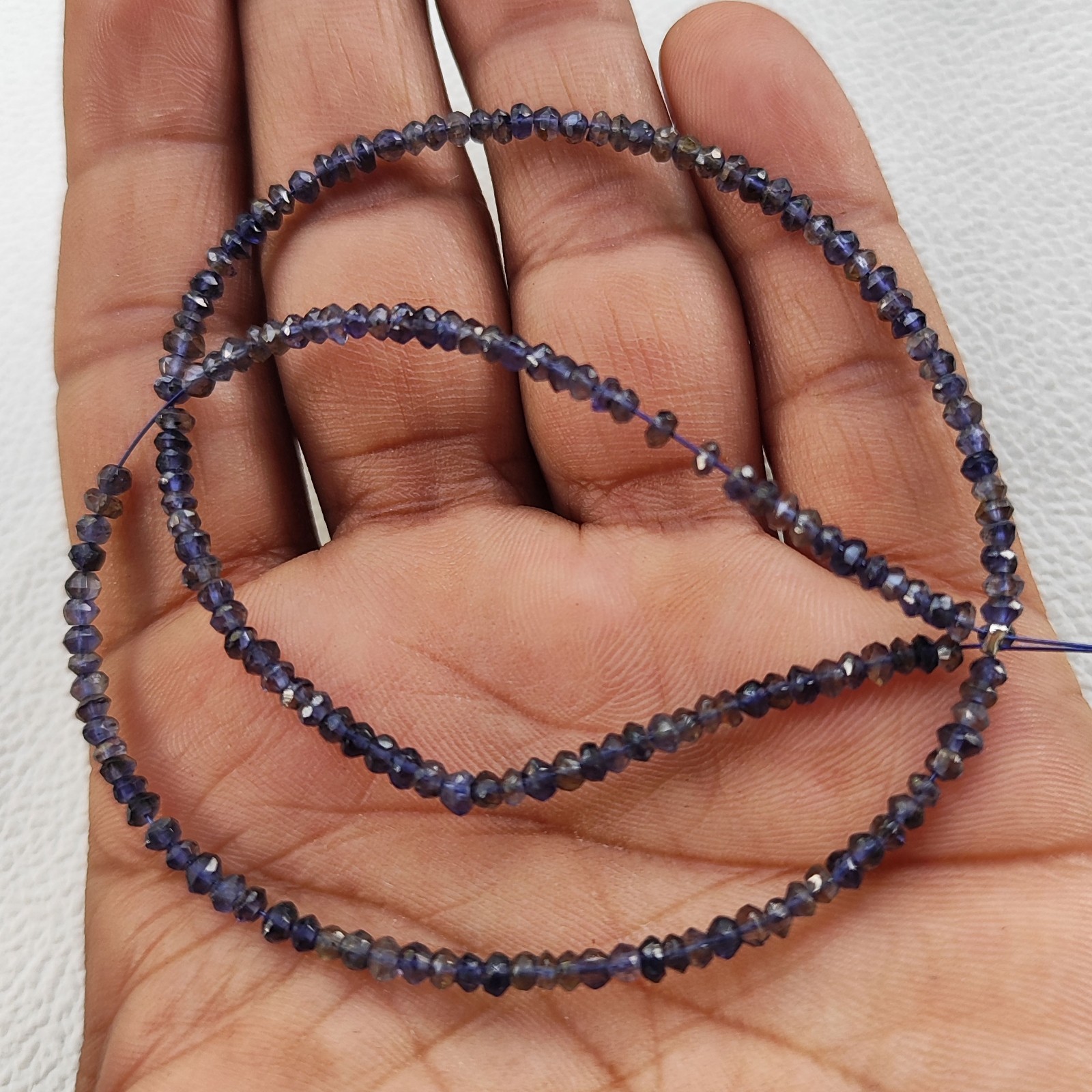 India Iolite Gemstone 3mm Faceted Rondelle Shape Beads 13″ Jewelry Gem Strand