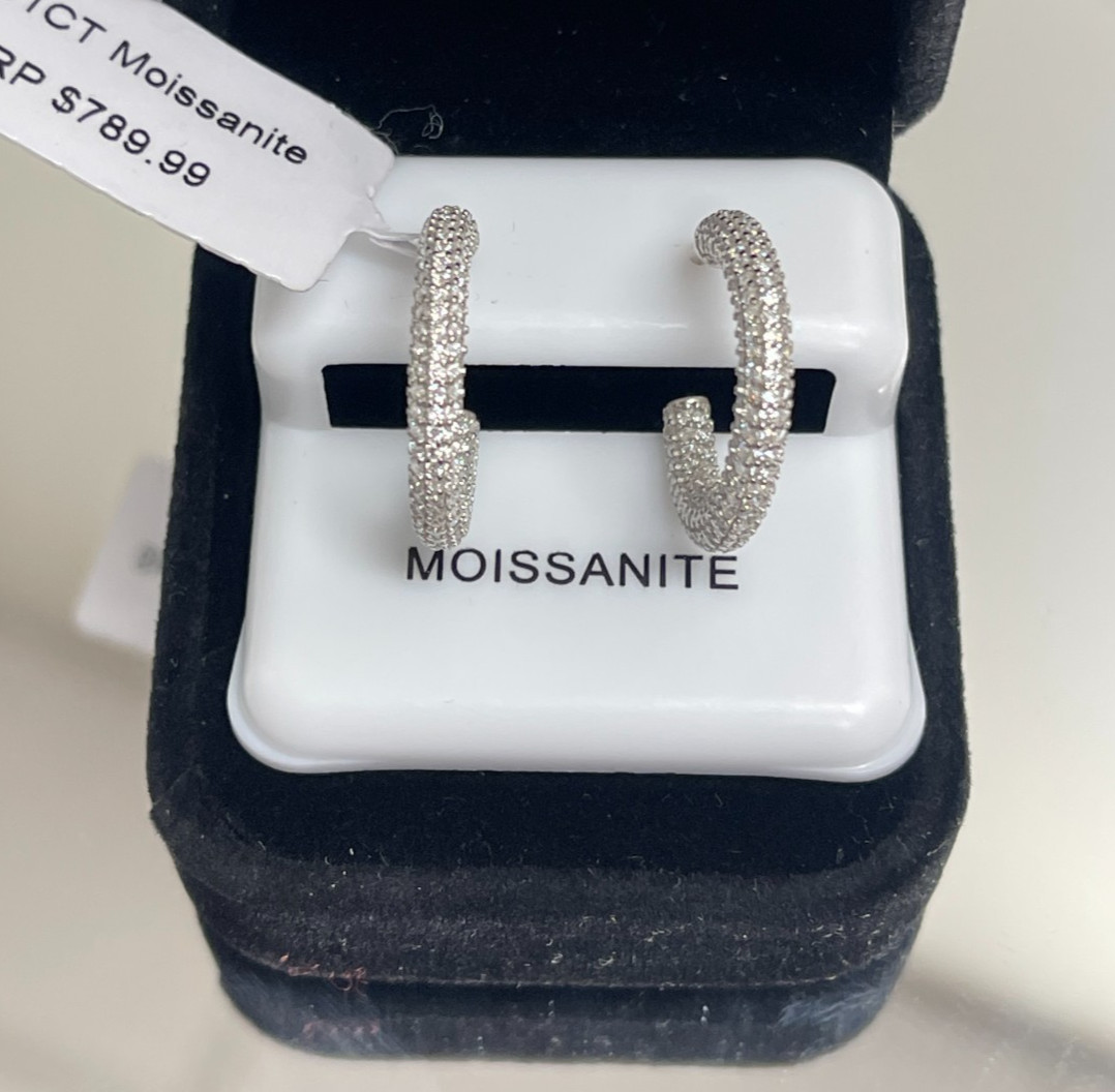 2.51CT Moissanite Hoop Earrings 925 Sterling Silver Pave Set