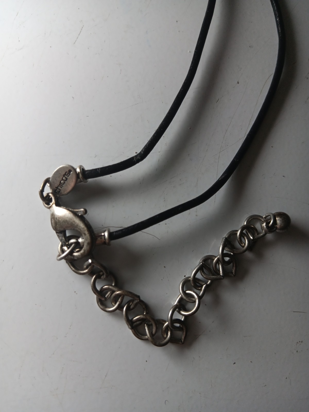 Chico’s Long Boho Statement Necklace ARTSY Black Onyx Silver Rhinestone Pendant