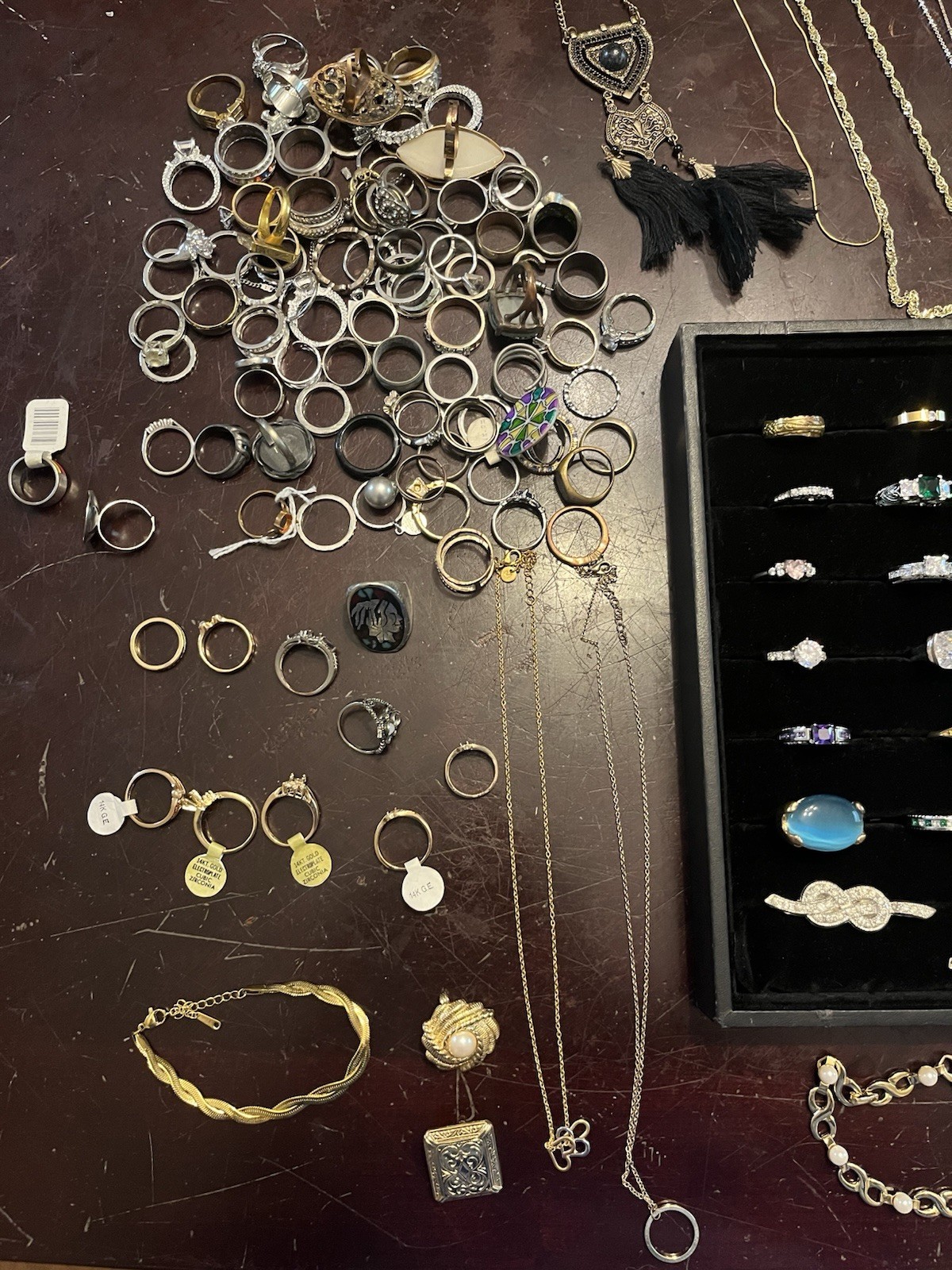 Miscellaneous Jewelry Lot, Rings Pendant Earrings Etc., Signed/stamped, Untested
