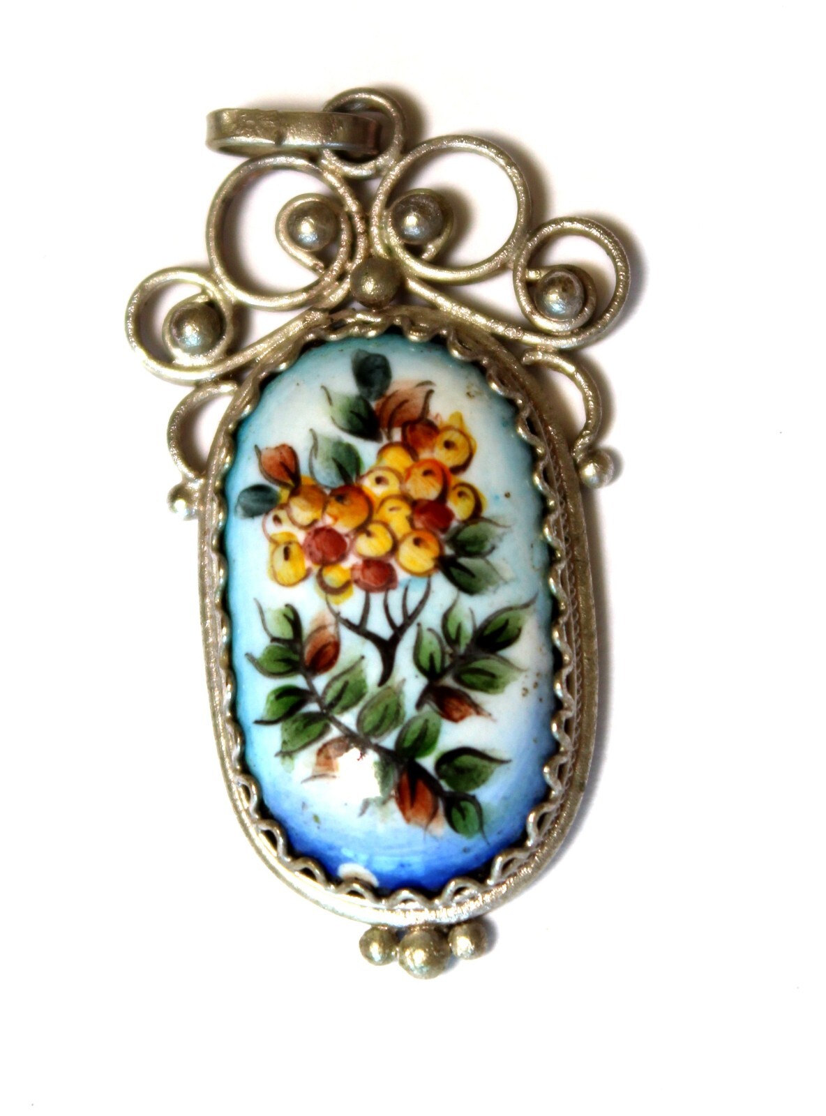 Vintage Unique Enamel Hand Painted Russia Finift Jewelry Pendant 4 Variation #76