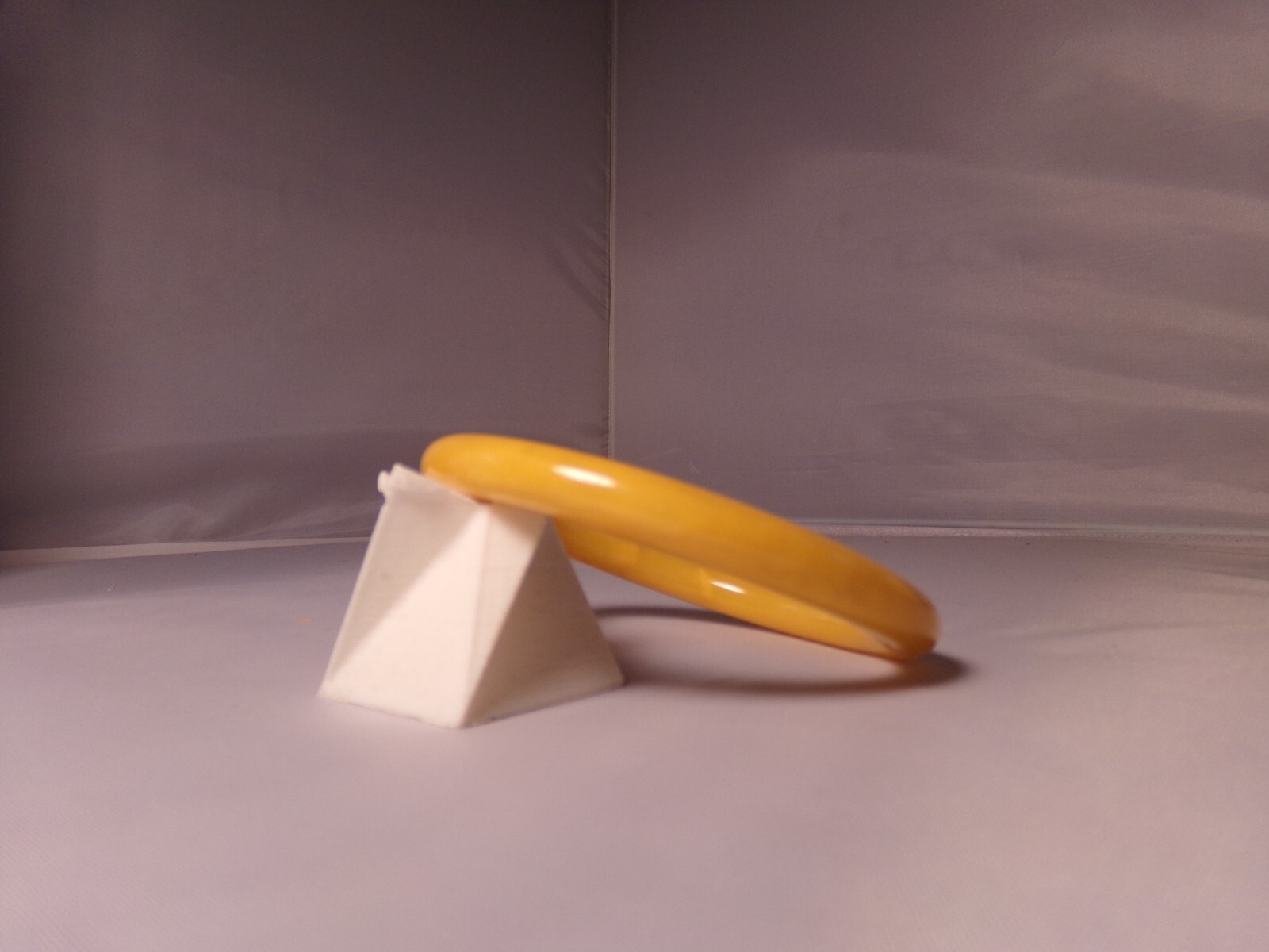 Vintage Mustard Yellow & White Marbled Plastic Bangle Bracelet