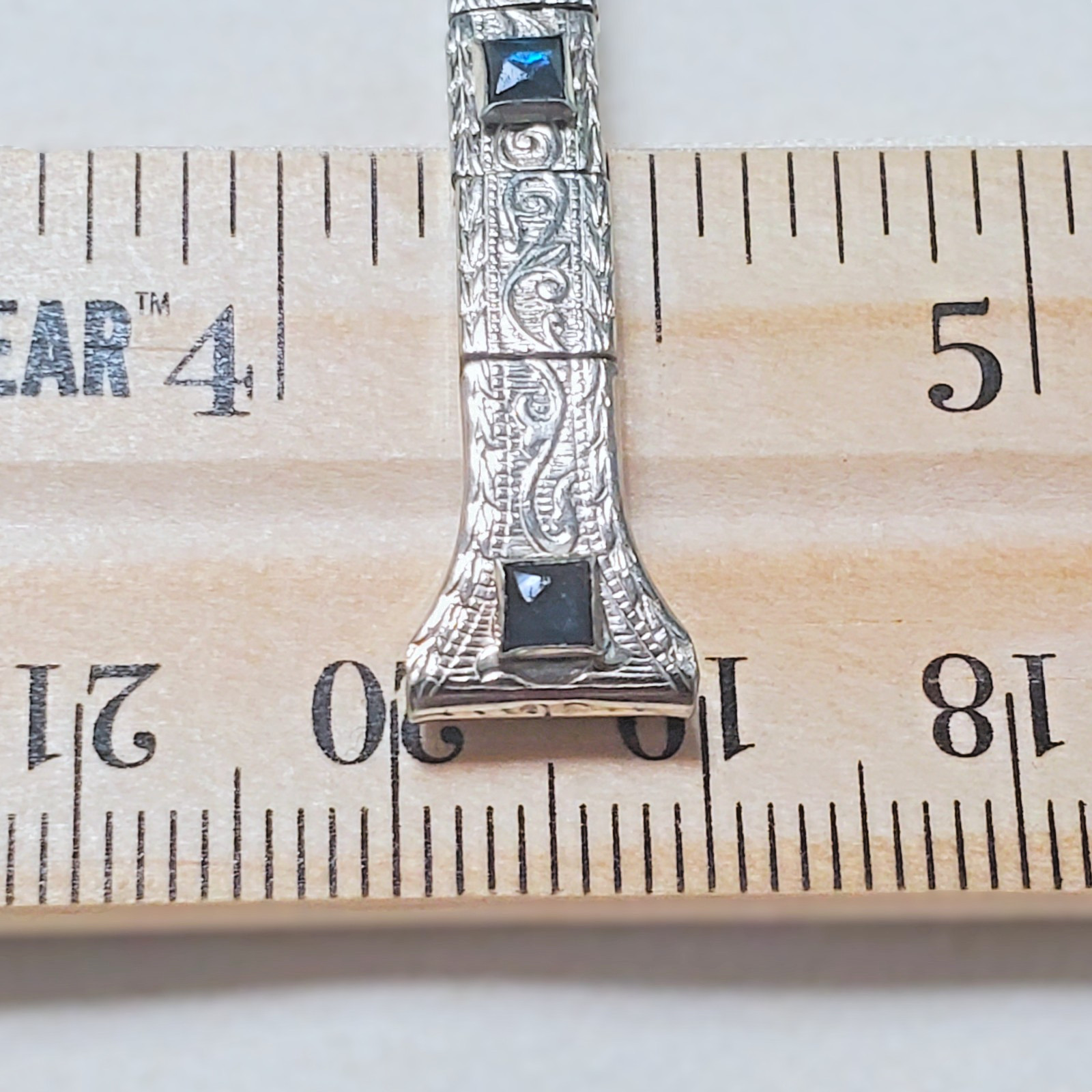 LADIES WATCH BAND -LUSTERN WRISTACRAT-SAPPIRE BLUE STONES & WHITE 12K GF – 1920s