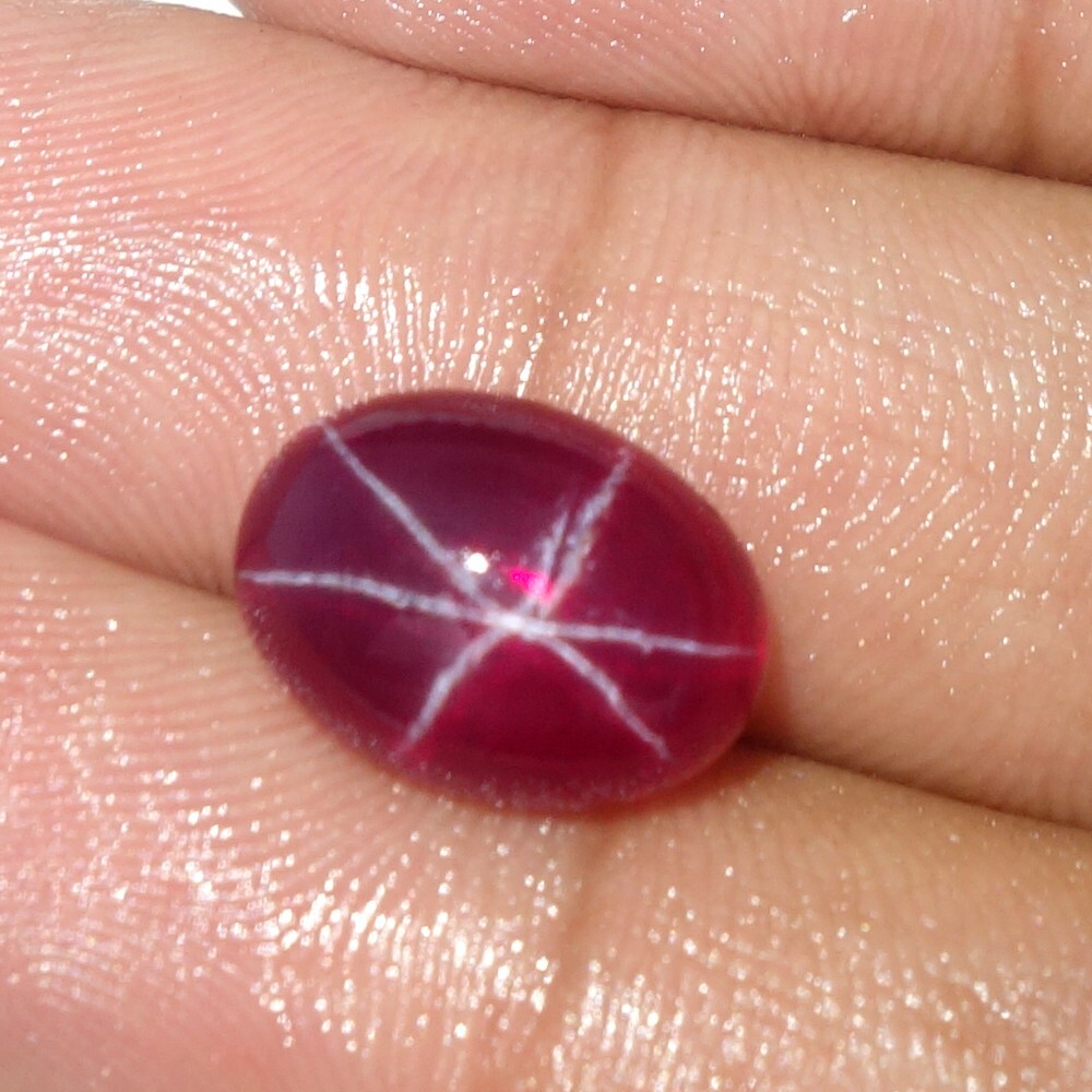 Regular Red Ruby Star 6 Rays Oval Cabochon 10.40Cts. Loose Gemstone For Jewelry