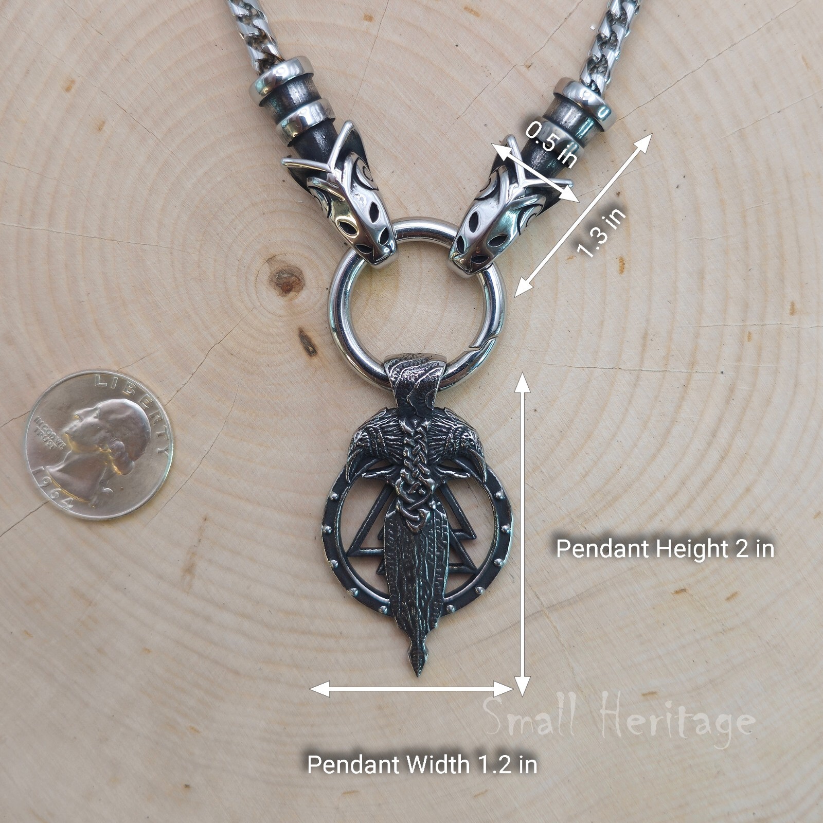 Powerful Viking Necklace Wolf Head Chain Raven Valknut Pendant Men Norse Amulet