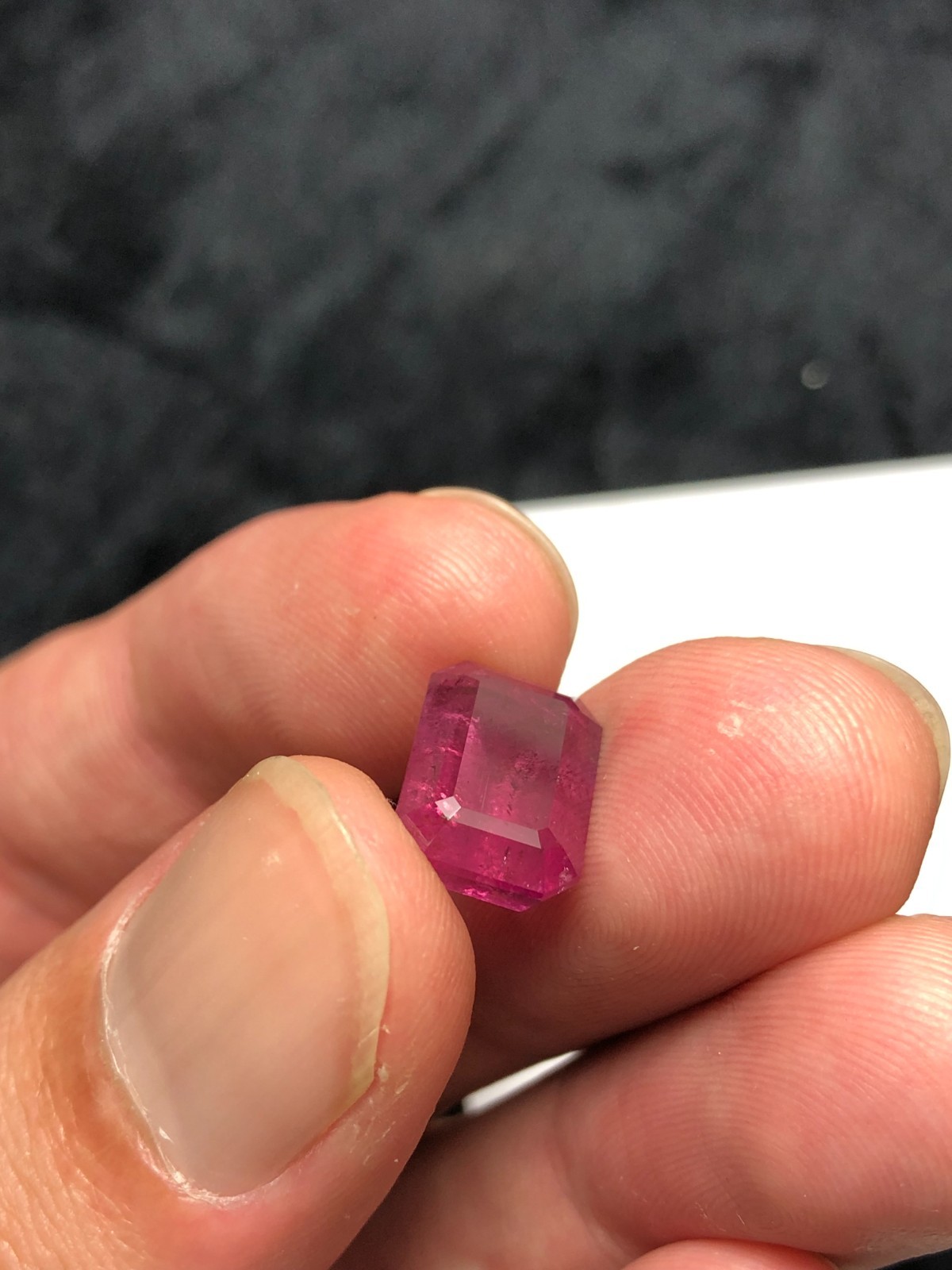 Natural Purplish Pink Tourmaline, Emerald Cut, Hand Faceted