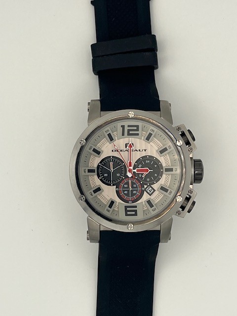Oceanaut Men’s Watch Quartz Chronograph Dial Black Rubber Strap OC2120