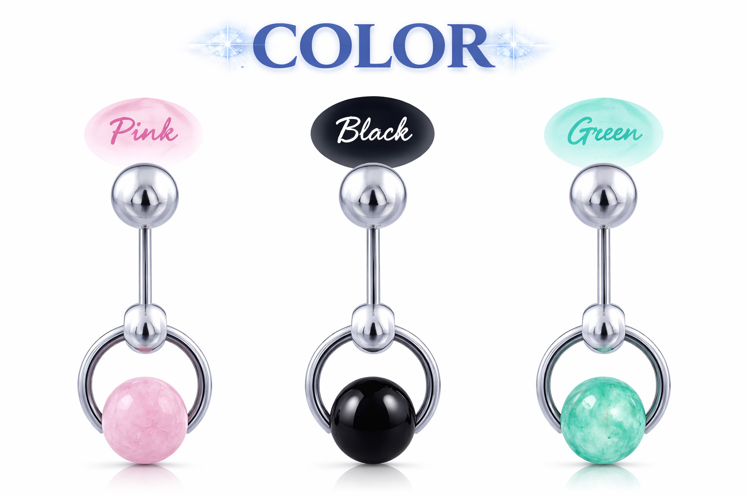 14G VCH Vertical Hood Barbell Belly Ring Steel Crystal Ball Navel Jewelry
