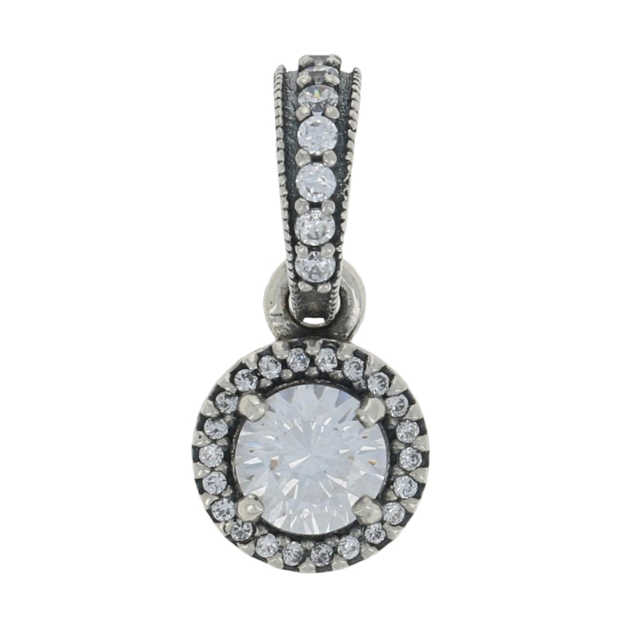 NEW Authentic Pandora Classic Elegance Pendant – Silver CZ Halo 390379CZ Retd