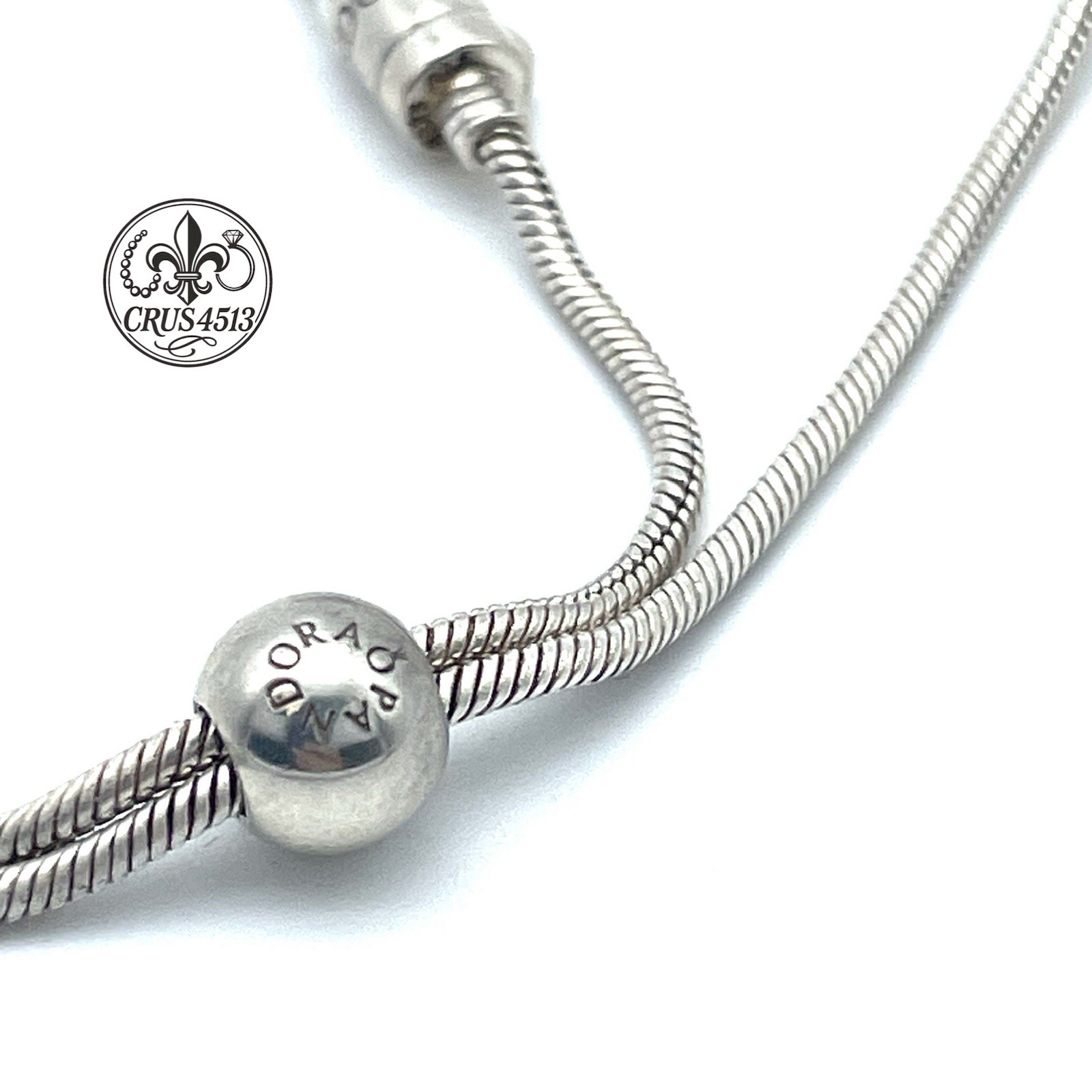 Authentic Pandora Sterling Silver Snake Chain Adjustable Slider Bracelet