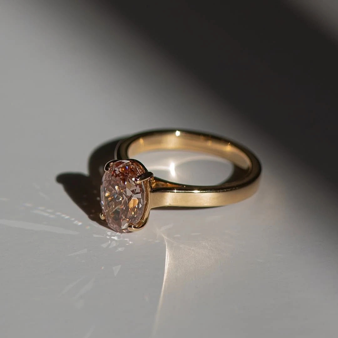 4.00 Ct Oval Cut Natural Pink Sapphire Wedding Ring 14K Yellow Gold