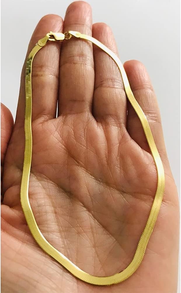 Exquisite 4mm Herringbone Anklet – Perfectly Plated in 14K Gold, Gift-Ready