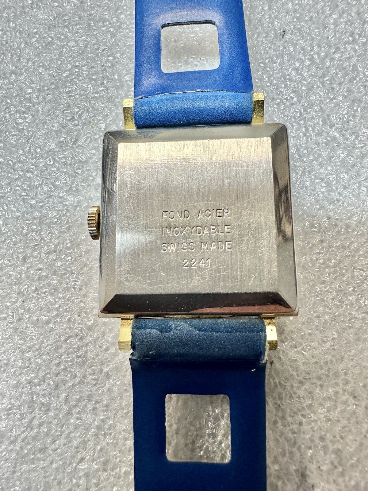 Very Rare VTG Fond Acier Inoxydable Swiss Made Rixalux Square Dave