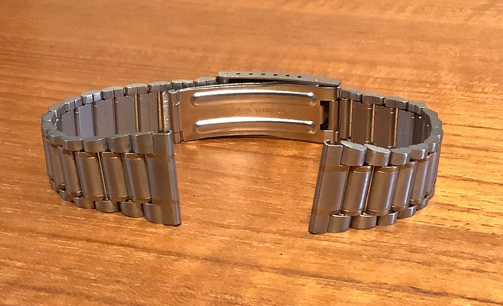 Watchband Gold & Satin Brushed Stainless Link Bracelet Fold Over Clasp 18mm Ends