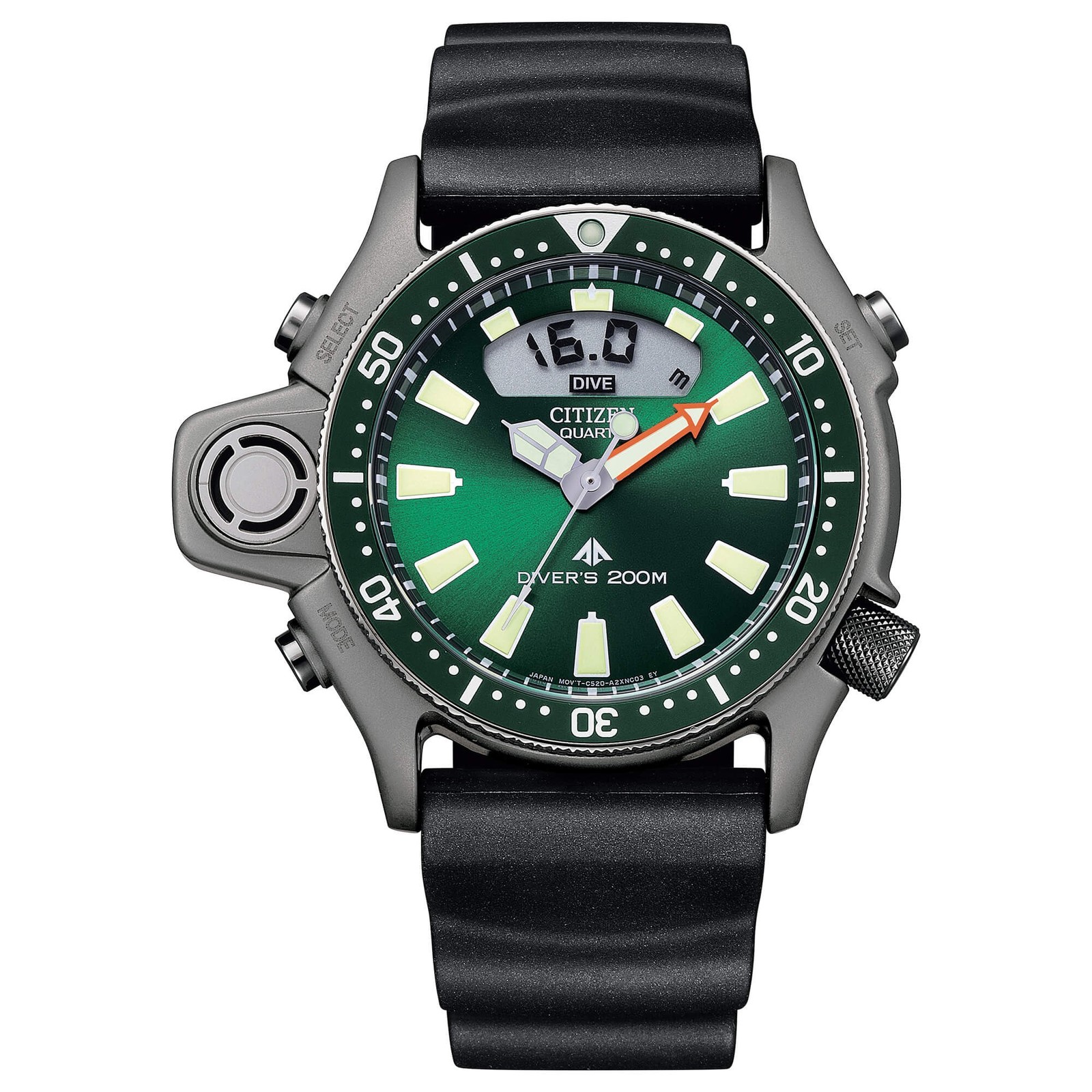 CITIZEN Promaster Aqualand I JP2007-17X Green Rubber Strap Watch bl