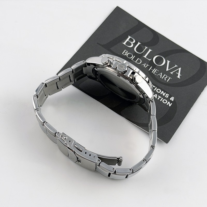 Bulova Marine Star Green Dial 96B396 Steel Men Quartz Watch 43mm Chronograph