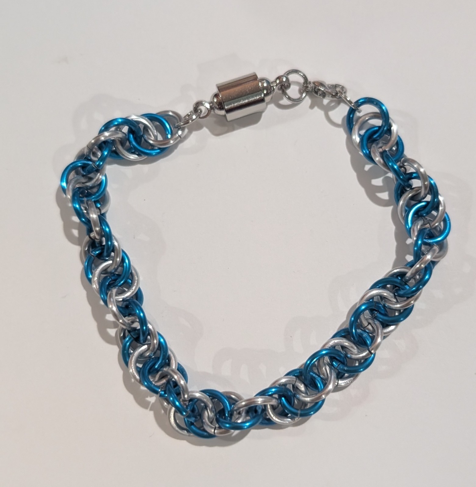 Spiral Chainmaille Bracelet with Barrel Magnetic Clasp