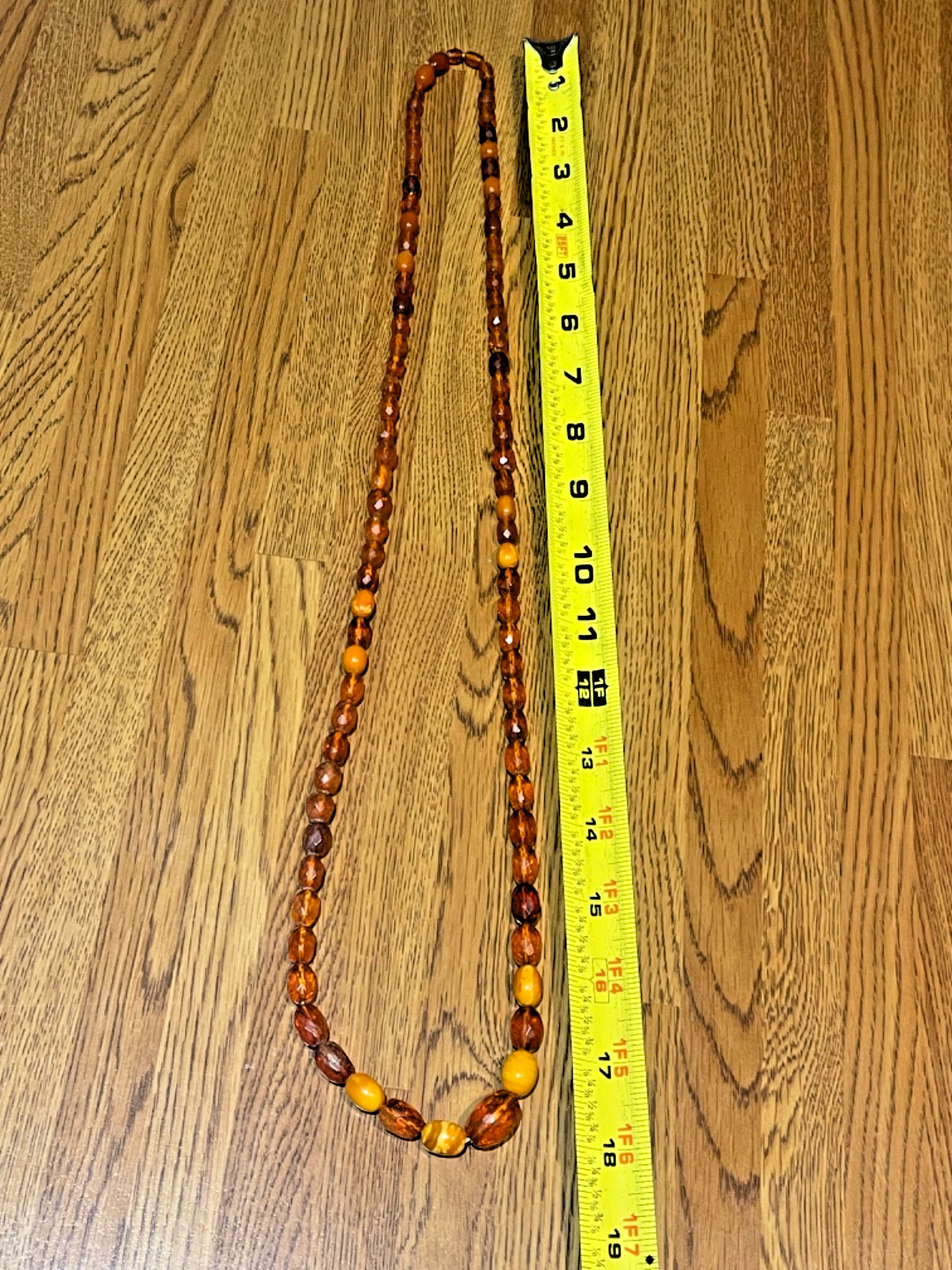 🔥Antique Vintage Genuine Amber Necklace Beads On String Butterscotch Egg Yolk36