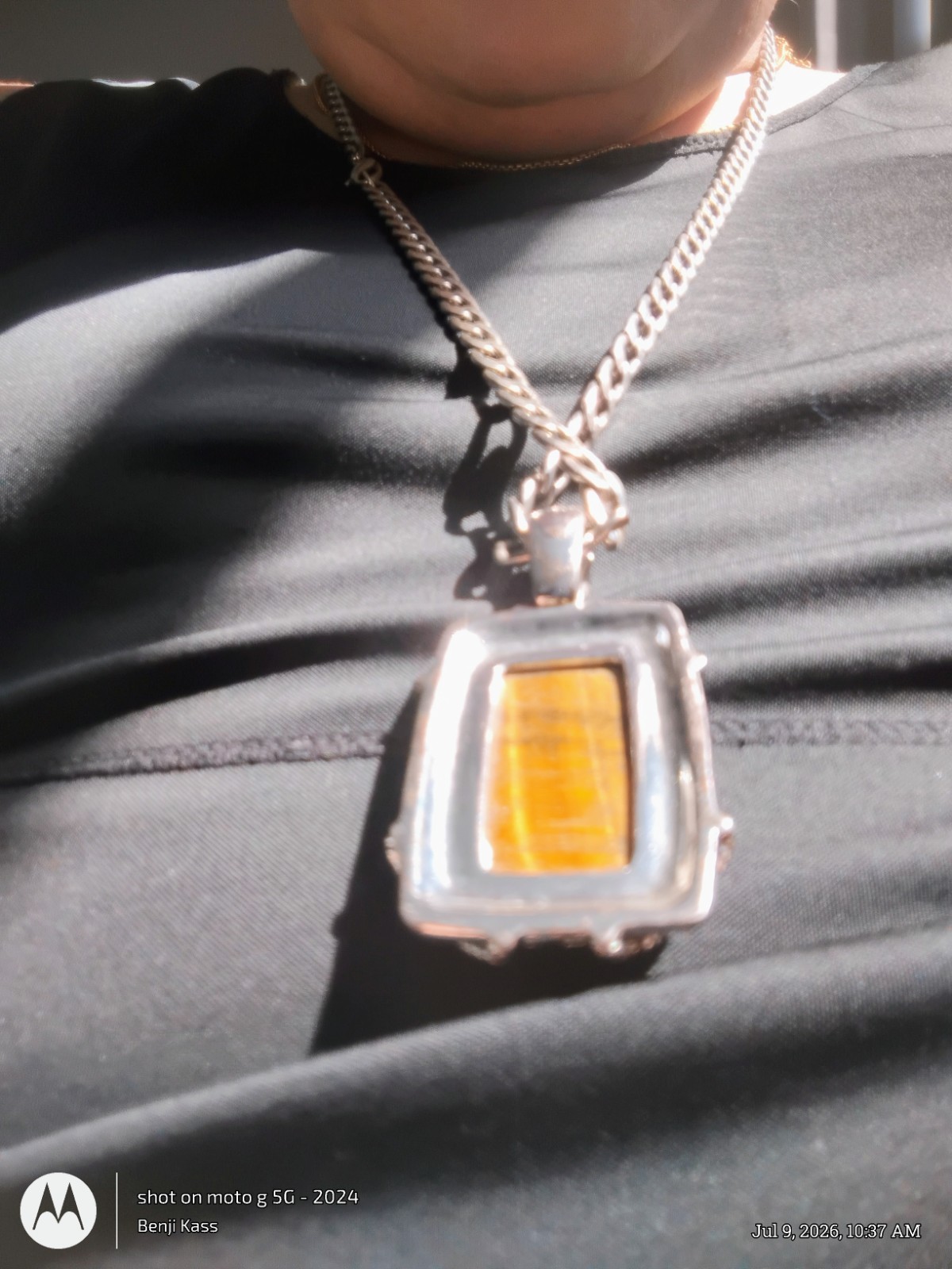 Vintage Joan Rivers Goldtone & Tigers Eye Pendant Necklace