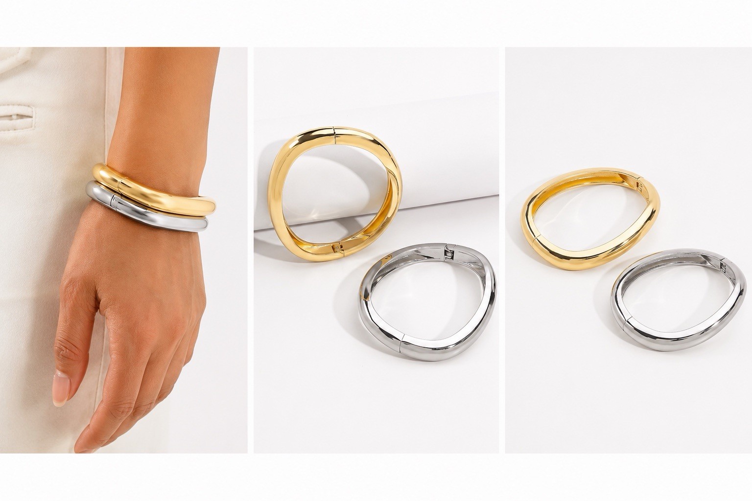 ZARD Wavy Bangle Solid Bracelet in 925 Sterling Silver