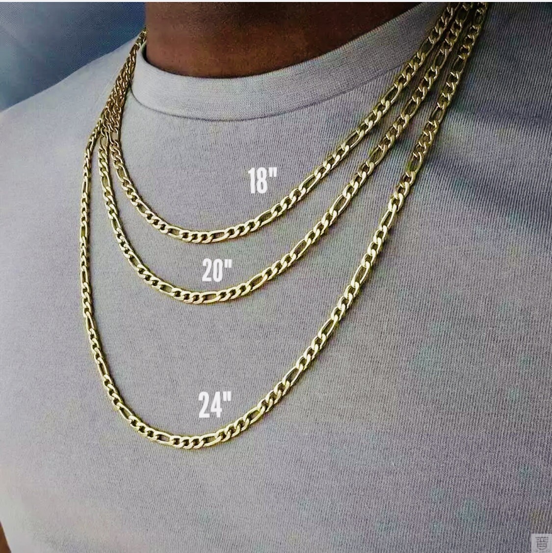 18k Gold Filled Stainless Steel Figaro Cuban Curb Chain 8- 24 Necklace 3-7mm Men